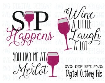 Wine Svg Bundle, Wine Glass Svg, Wine Quote Svg, Wine Sayings Cut file for Silhouette Cricut Scal Svg Dxf Eps Png Kitchen SVG Digital Design