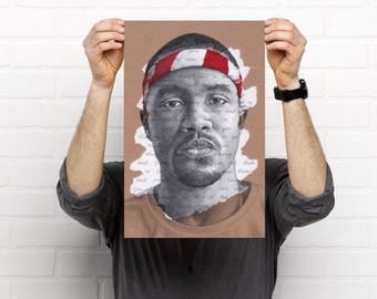 FRANK OCEAN POSTER - Portrait Art Print Pen Drawing Thinkin' bout you lyrics