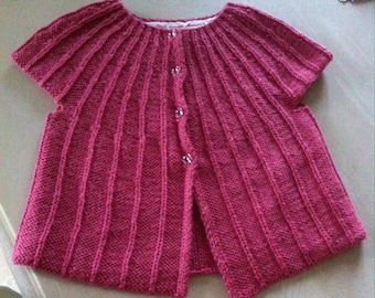 Cardigan hand knitted, baby girl 6 months months