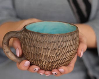 gift|For|Mom Coffee mug Womens gift Birthday gift friend Gift|for|wife Turquoise gift Ceramic Large cup Coffee cup Mug pottery Coffee gift