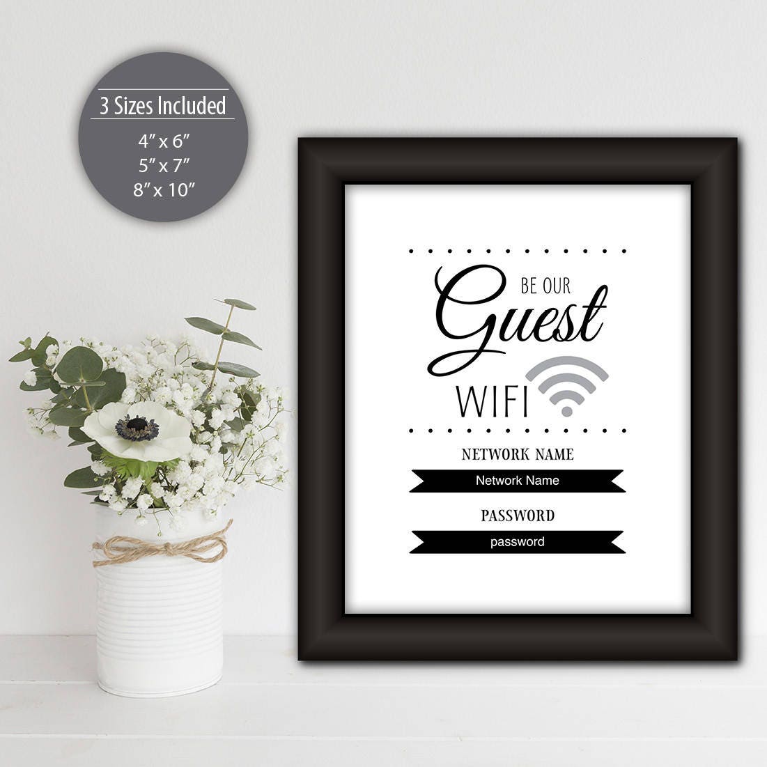 Be Our Guest WiFi Password Sign PDF Template Printable