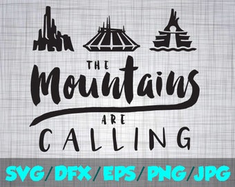Disney SVG Iron On Decal Cutting File / Clipart in Svg, Eps, Dxf, Png, Jpeg Cricut Silhouette Mickey Space Big Thunder Mountains are calling