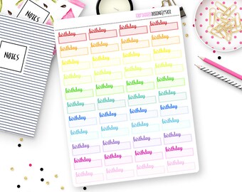 44 Birthday Planner Stickers for Erin Condren Life Planner, Plum Paper or Mambi Happy Planner || R5302