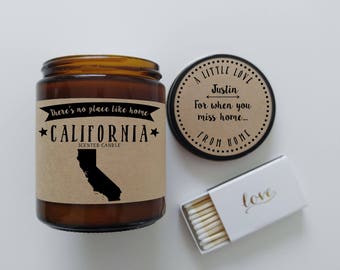 California Scented Candle Missing Home Homesick Gift Moving Gift New Home Gift No Place Like Home State Candle Custom Candle Valentine Gift
