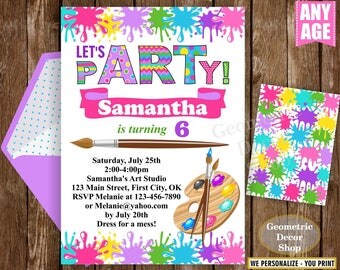 Painting Party Invitation, Art Party Invitation, Art Birthday Party Invitation, Art Themed Party, Paint Party Invites, Painting Party Paint4