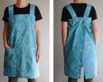 New home Gift for wife Gift for Women apron Square Cross Back Apron Japanese apron Pinafore Apron No tie apron Cotton apron with pockets