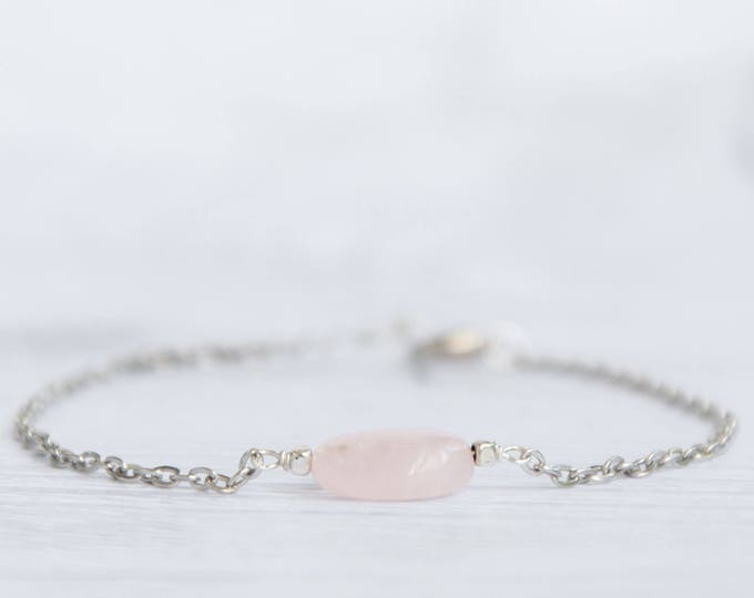 Rose quartz bead bracelet, Genuine rose quartz bracelet, Birthday present for women, Pink stone bracelet, Candy bracelet
