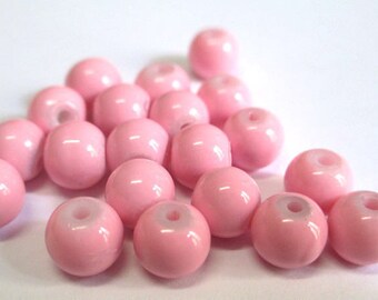 Pink painted glass 6mm (u15) 20 beads