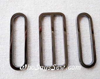Set of 5cm(2") Oval Rings and Slider. 3 Nickel Free Finishes Silver, Gunmetal and Antique Brass. Aussie Seller