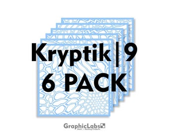 6 Pack of Kryptik | 9" by 9" Vinyl Spray Mask Stencil for Rifles, Shotguns, Handguns & Small Equipment