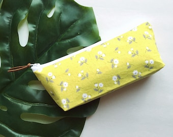 Chartreuse Floral Zipper Pouch