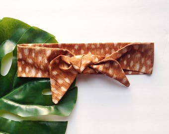 Tan Deer Print - Headband Headscarf Neckscarf Adult