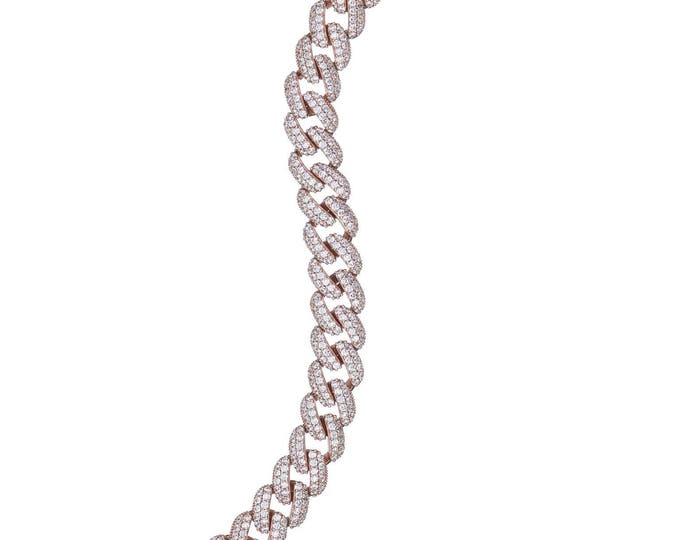 Sterling Silver Bracelet, Chain Link Bracelet, CZ Stones Bracelet, Chain Link Pave Bracelet