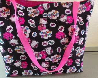 Hello Kitty, Reusable Farmers Market / Grocery / Gift / Shopping Bag / Tote
