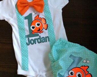 Nemo cake smash outfit, cake smash outfit, baby boy cake smash, disney cake smash outfit, nemo first birthday, cake smash outfit boy, nemo o
