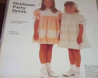 Vintage MARTHA PULLEN PATTERN Heirloom Party Dress Sizes 12 Months to Size 10 Uncut