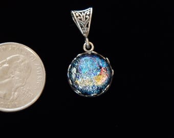 Sterling silver dichroic glass pendant