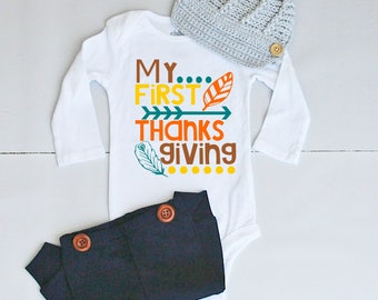 My 1st Thanksgiving Outfit - Thanksgiving Outfit for Baby Boy - Thanksgiving Onesie® for Baby Boy - Baby's First Thanksgiving Outfit