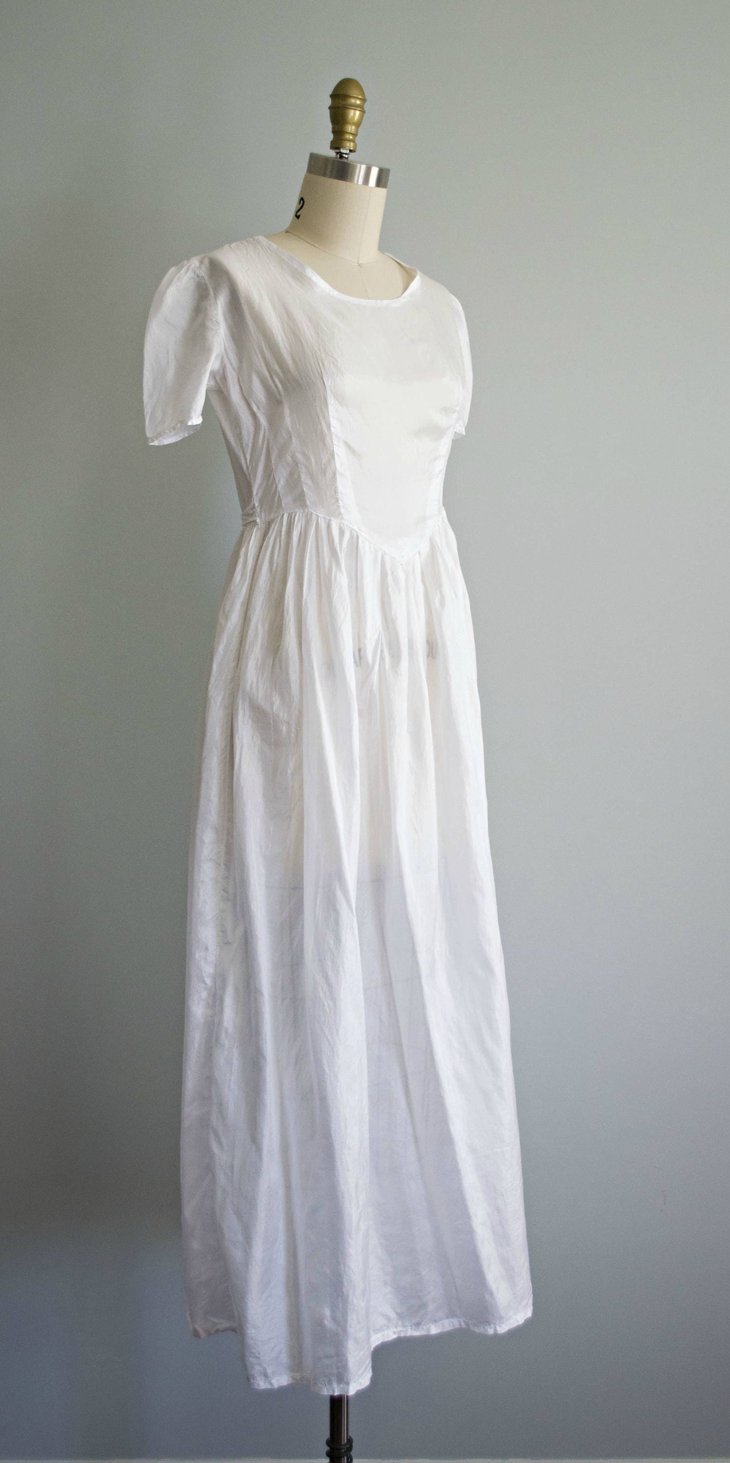 1930s 1940s sheer white long boho dress . vintage 30s simple