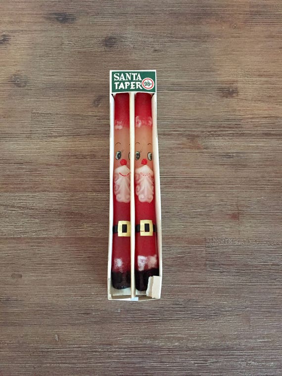 Vintage Christmas Candles Santa Claus Taper Candles 1960s
