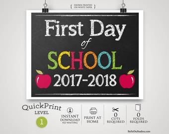 50% OFF SALE - Printable First Day of School Sign, First Day of School Sign, Instant Download, Print at Home, No Waiting, 8" x 10"