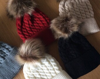 hat pom nz fur pom Pom   hat pom Etsy