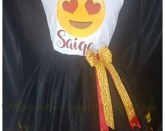 Custom order Emoji ribbon trimmed tutu set