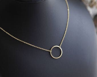 Minimalist Necklace, Minimalist Gold Necklace, Geometric Circle Necklace, Dainty Gold Necklace, Gold Geometric Necklace, Minimalist Jewelry