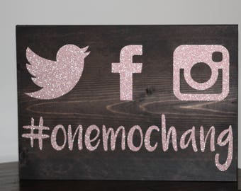 GLITTER Social Media Wedding Hashtag Sign - Custom Wooden Wedding Sign - Custom Hashtag Board