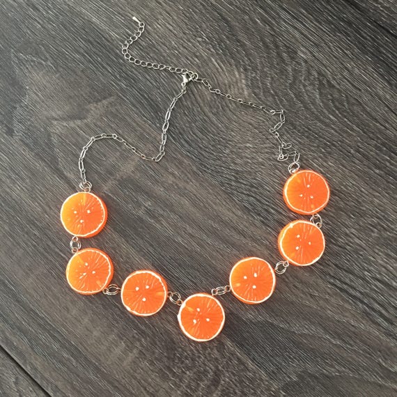 Oranges Necklace Orange Slices Citrus Necklace Mini Fruit