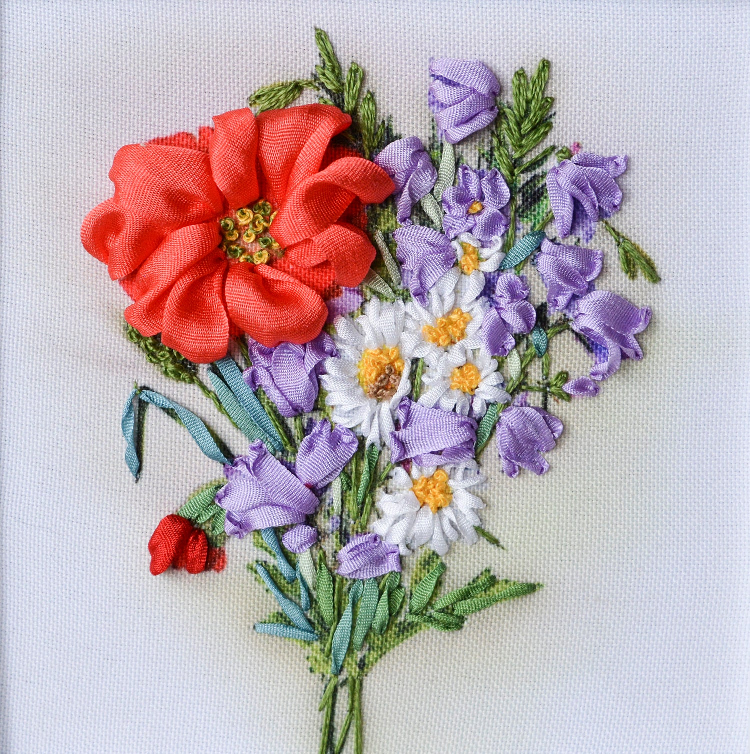 Silk Ribbon Embroidery Kit with FrameSteppe Flowers