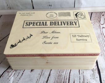 Traditional large solid wood Christmas Eve box, xmas eve box, family Christmas Eve box, personalised Christmas Eve box