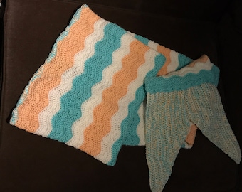 Chevron Mermaid Blanket; kids mermaid blanket; adult mermaid blanket; toddler chevron mermaid blanket