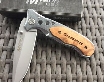 Wood Handle Groomsmen Knife. Groomsmen Gifts. Groomsmen Gift. Best Man Gift. Birthday Gift. Wedding. Mens. Groomsman Gift.