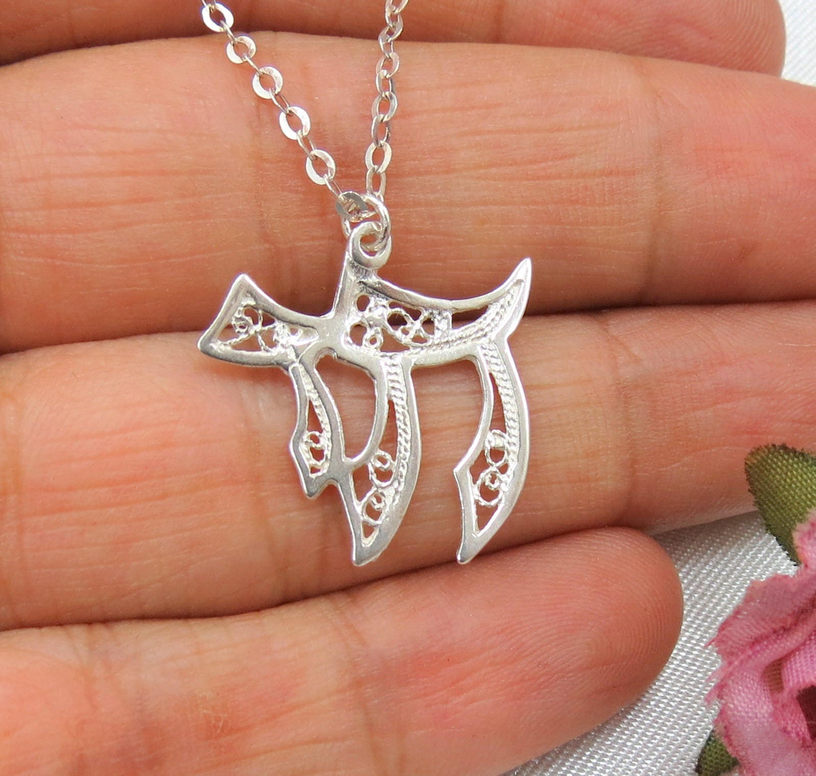 Chai Necklace Chai Pendant Sterling Silver Chai Necklace