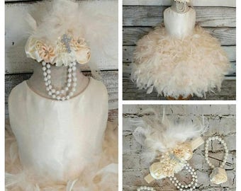SALE..limited time only Baptism dress for baby girl pageant dress girl feather dress baptism ball gown dress baby toddler pageant dress chri