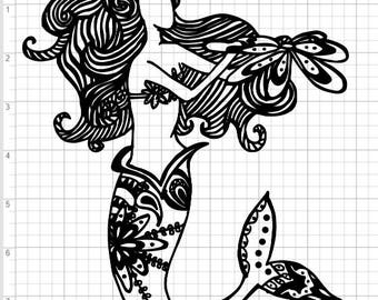 Download Zentangle mermaid | Etsy