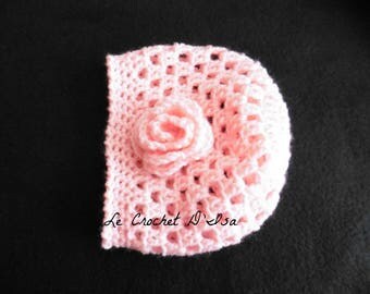 CROCHET BABY HAT PINK 3 MONTHS