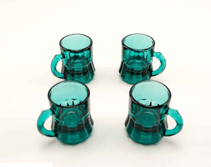 Teal Blue Shot Glass Set | Toy Beer Mugs | Federal Glass Co | Beer Mug Shots | Vintage Shot Glasses