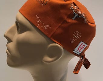 Men's Surgical Scrub Hat with Ties~University of Texas Longhorns~Austin~College Football~NCAA