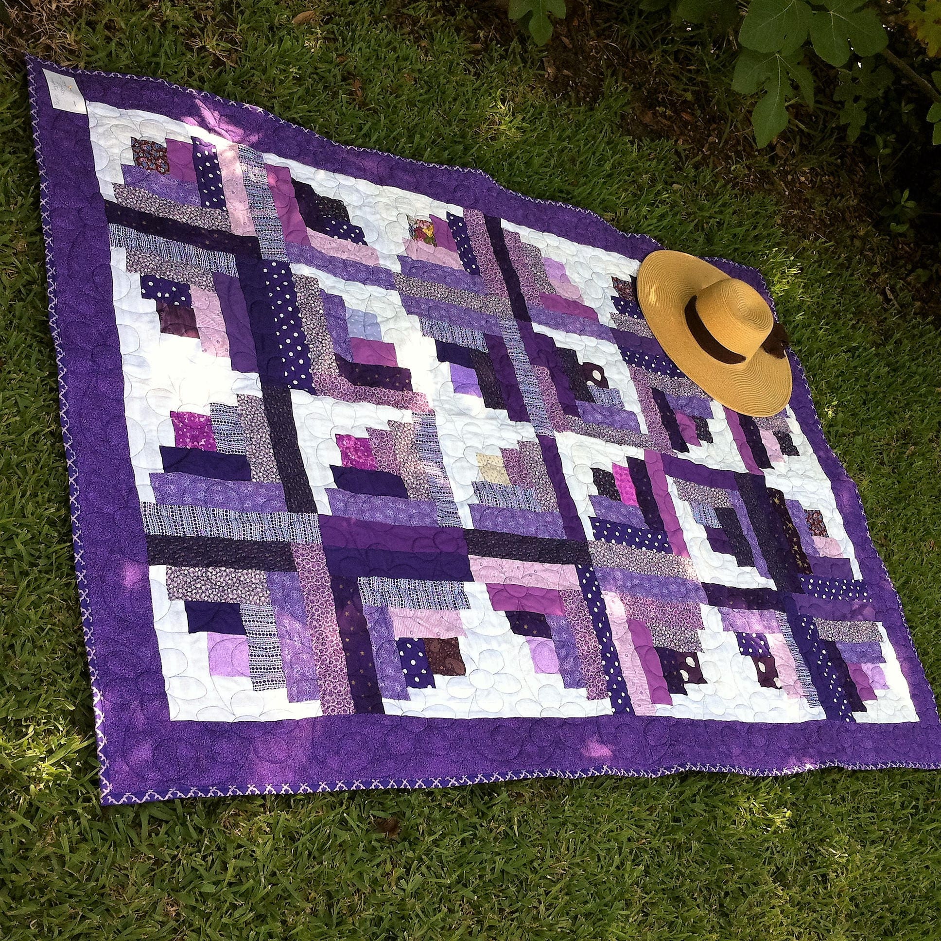 Purple Log Cabin Lap Quilt