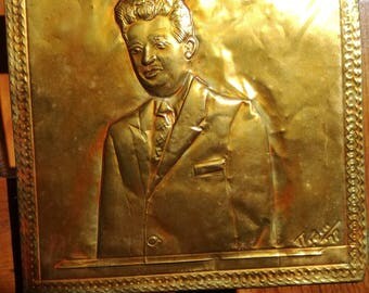 Nicolae Ceausescu hand tooled copper 1977