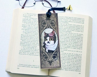 Bookmark The aviator cat - illustrated, laminated, handmade