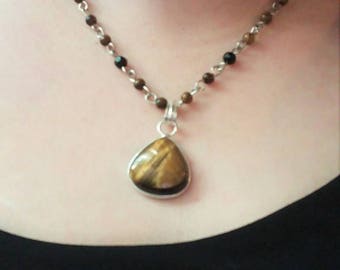 Tiger's Eye Teardrop Necklace