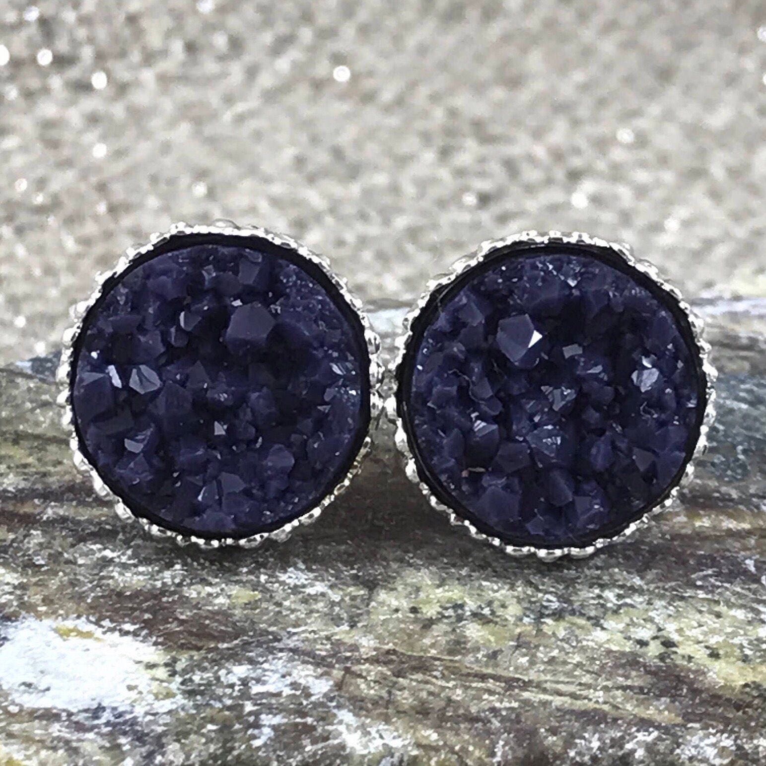 Eggplant Purple Druzy Earrings Drusy Earrings Bridesmaid