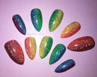 Rainbow Galaxy Holo Press On Nails