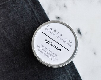 Apple Crisp Candle || minimal fall candle, all natural soy candle, simple home decor, travel candle