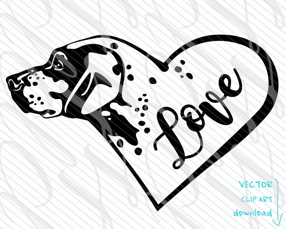 Download Pointer Dog SVG Ink Heart Love Tattoo Vector Art File. Cut