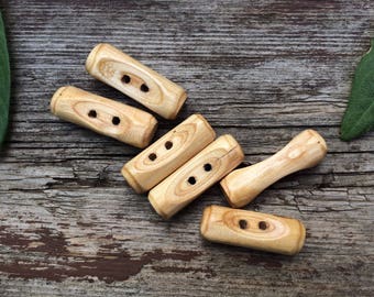 Lilac Wood Toggle Buttons // Set of 6 Wooden Buttons // Handmade Buttons