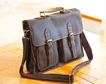 Handmade Distressed Laptop Bag, 15 Inch Leather Laptop Bag, Vintage Mens Laptop bag, Mens Bag, Mens Laptop Bag, Camera Bag, DSLR Bag